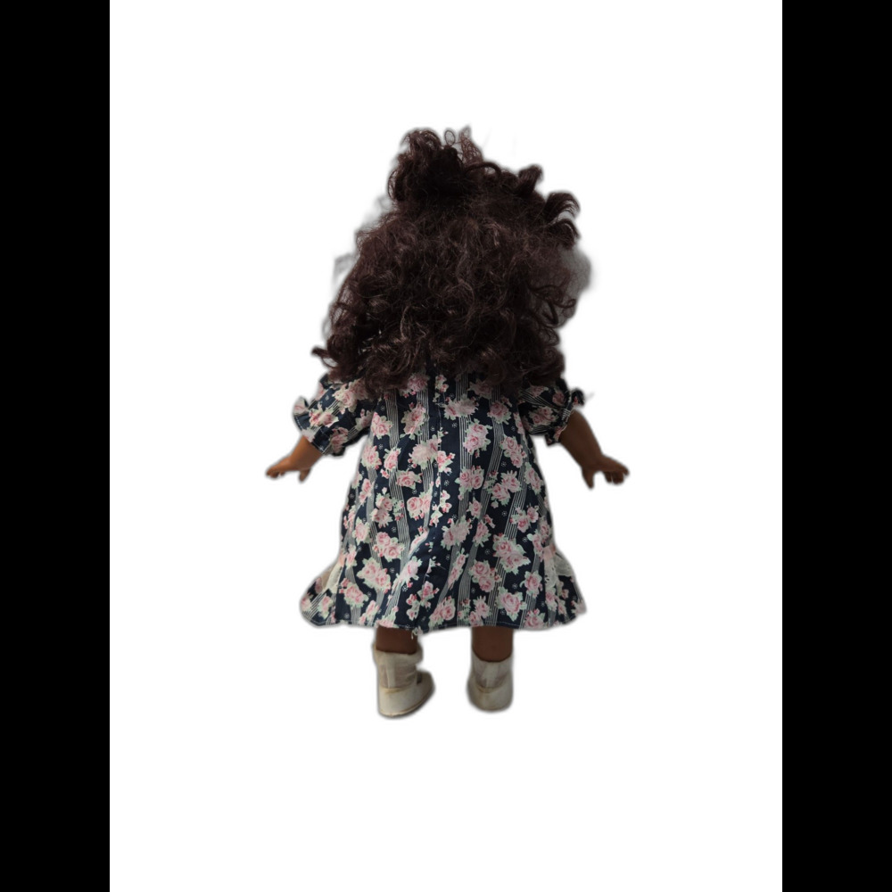 Vintage Doll 16” Brown Curly Hair Floral Outfit Collectible - Picture 5 of 8